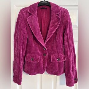HUGO BOSS Crushed Velvet 2 Button & Pockets Peplum Blazer Size 4